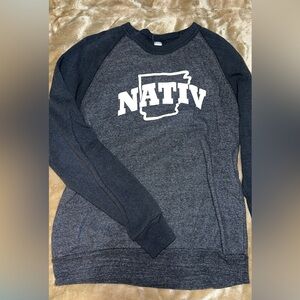 Native Black and Gray Crewneck Sweater with Graphic Design